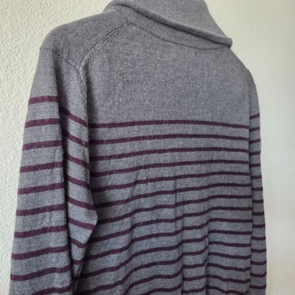 Banana Republic Mens Size M Gray Striped Shawl Collar Merino Wool Cardigan - Picture 4 of 9